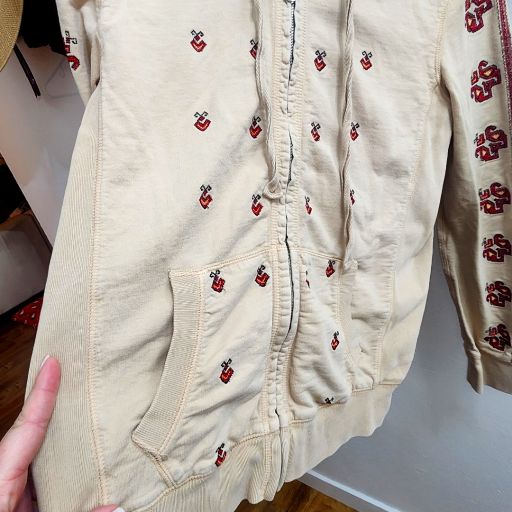 Vintage Lucky Brand Embroidered Full Zip Hoodie